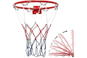 OXFUZZ Basketball Hoop And Net Set, Wall Mounted Metal Outdoor Hanging Basket, Mini Basketball Netball Hoop With Ring And Net, Portable Hanging Goal For Indoor Outdoor Sport (Diameter 32CM)