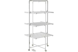 EASYLIFE LIFESTYLE SOLUTIONS Easylife XL Heated Clothes Airer with Timer, 3 Tier, Drying Racks, Clothes Horse, Laundry Rack, Dry Quickly & Gently h147cm x w72cm x d67cm - Fully Guaranteed