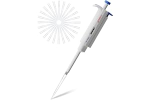 PRECIPETTE Pipeta de un solo canal de 1 ml, micropipeta variable ajustable de laboratorio, micropipeta autoclavable con 100 puntas de pipeta transparentes desechables, 100-1000 μl