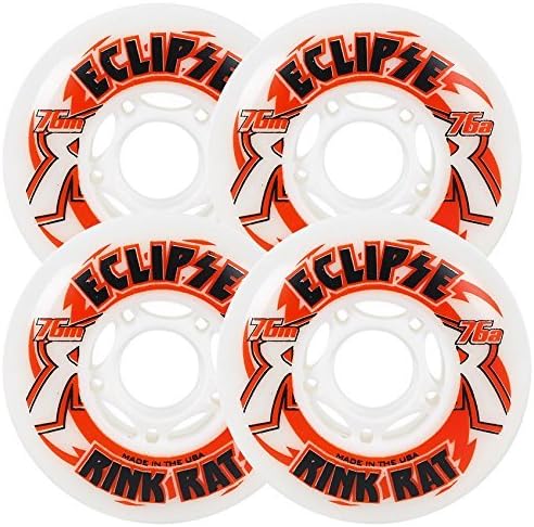 Rink Rat Wheels 72Mm 76A Eclipse 4-Pack White/Red Inline Indoor Hockey