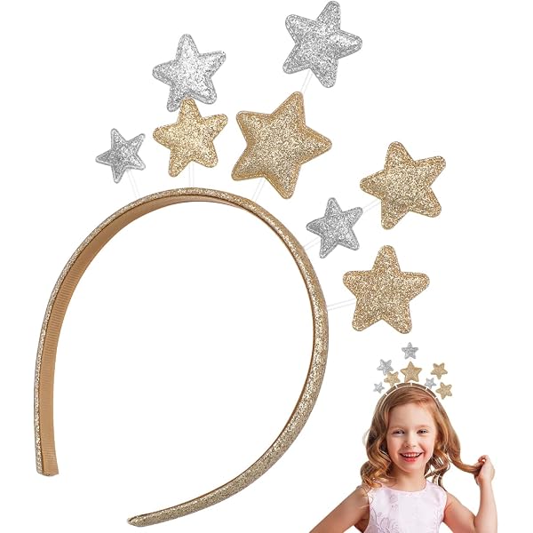 Beaupretty Glitzer Stern Stirnbänder – 3er Set In Gold, Silber, Goldrot Für Mädchen & Frauen