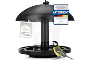 WILDLIFE HOME Vogelfutterspender zum Aufhängen Schwarz I Vogel-Futterstation für Wildvögel, Futterspender Vögel, Vogelhaus, Vogelfutterhaus für Vogelfutter