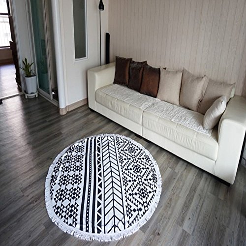 Wuiyepo Anti-Saison Runde Bettzeug Vorahnung Tischdecke Staubblockierung Stoff Vorhang Sofa Stoff Tapestry Hippie Boho Gypsy Tuch Strandtuch Picknick Decke Schal (Schwarz) - 5