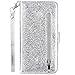 Produktbild Jinghuash Kompatibel mit Galaxy A70 Hülle,Luxus Bling Glitzer Glänzend Reißverschluss Multifunktionale Schutzhülle PU Leder Flip Case Brieftasche Lederhülle Handyhülle-Silber