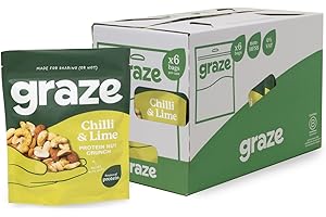 Graze Punchy Chilli and Lime Nutty Protein Power - Vegan Snacks, Savoury Sharing Bags, High in Fibre, Natural Flavours - Packaging may vary - (6 x 100g Sharing Bags)