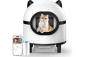 EUARY Litiere Chat Autonettoyante, Bac à Litiere pour Chat Autonettoyante Via Contrôle APP, élimination des Odeurs/Alerte Intelligente/Moniteur de Santé, pour Plusieurs Chats