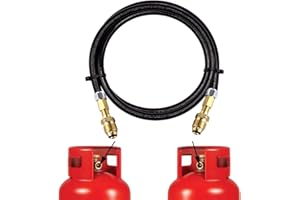Gomet LPG Gas Bottle Refill Set Adaptors to Fill Empty Propane Gas Cylinder with 8mm Hose Pipe (1 Meter)