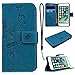 Produktbild CE-Link für iPhone 7 Handyhülle Hülle Ledertasche Schutzhülle Leder Huelle mit Blau Schmetterling Blumen Stand Halter Magnetverschluss Wallet Case Inner Weiche Silikon Backcover