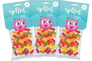LUPSTY Yolloh - Yolloh Mini Bears - Bonbons Sans Sucre 3 Pack - Pour les amateurs de bonbons - Partage lors d'une soirée cinéma - Indulgence sans sucre - Confiserie aromatisée