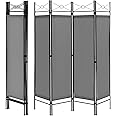 Multigot 4 Panel Room Divider, Folding Protective Screens, Movable Partition Privacy Separator for Living Room Bedroom Office (Grey)