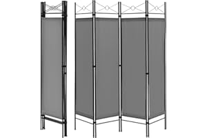 Multigot 4 Panel Room Divider, Folding Protective Screens, Movable Partition Privacy Separator for Living Room Bedroom Office (Grey)
