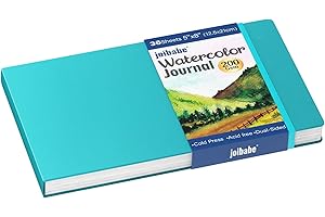 JOIBABE 36 Sheets Watercolor Journal 21 x 13.5CM, A5 200 GSM Cold Press Watercolor Paper,Acid-Free for Art Painting, Drawing, Mixed Media (Blue)