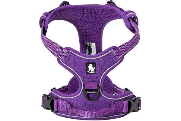 TRUE LOVE Réfléchissant Harnais De Chien Réglable Décourager Tirer Pet Gilet Durable en Nylon De Voiture TLH5651 (Violet, L)