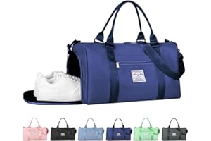 RUYI Torby sportowe dla kobiet i mężczyzn, torba podróżna z kieszenią na buty i kieszenią na mokre rzeczy, lekka, wodoszczelna torba sportowa, torba podróżna, torba weekendowa, mała torba treningowa do uprawiania sportu, na siłownię, podróż, jogę, granatowy, 52x22x30cm