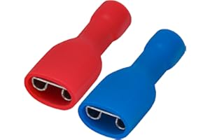 Heschen schnellkupplungsbuchse vinyl vollisoliert, 6.3 x 0.8mm Kabelschuh, Rot für 0.5-1.5mm² (22-16 AWG), Blau für 1.5-2.5mm² (16-14 AWG), 100Pack