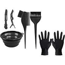 6-teiliges Haarfärbe-Set - Mit Schüssel, 2 Pinseln, Kamm, 2 Clips & Handschuhen