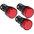 Royal Apex LED Pilot Panel Indicator Lamp | LED Voltage Indication Panel Light Warning Light (Pack of 3, Red)