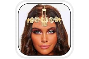Fashband Cadena de cabeza boho dorada vintage casco tallado gota de agua borla accesorios para el cabello festival diadema para mujeres y niñas