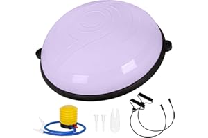 Leogreen Ballon d'équilibre Balance Trainer Demi Ballon 58cm pour Yoga, Ballon de Gymnastique Planche équilibre avec Cordes de Resistance et Pompe pour Yoga Gymnastique