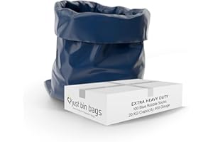 JUST BIN BAGS 100x Extra Heavy Duty Rubble Sacks | 20kg Capacity | Blue Refuse Bag | 400 gauge- 100 Micron | Strong Waste Bag