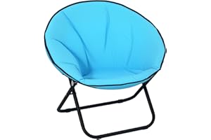 Outsunny Garden Folding Portable Padded Saucer Moon Chair Padded Round Outdoor Camping Travel Fishing Seat Blue