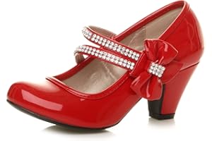 AJVANI Girls Kids Childrens Low Heel Party Wedding Mary Jane Style Hook & Loop Sandals School Shoes Size.