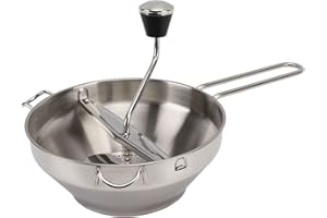 EJOYOUS Food Mill with 3 Interchangeable Plates - Stainless Steel Kitchen Mill for Mashing, Straining & Grating Fruits & Vegetables, Anti Slip Handle, Soft Ball, Easy to Use