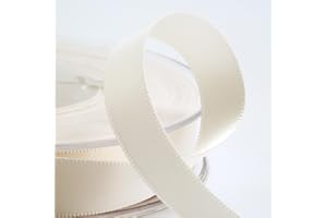 Italian Options Satin Ribbon, Fabric Ribbons for Gift Wrapping, Crafting, Balloons, Wedding Car, Presents, Cake, Christmas, Birthday, Gift Wrap Accessories, 10mm Wide x 25 Metre Roll, Ivory
