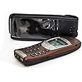 caseroxx Leather-Case with belt clip compatible with Nokia 6210 6310 6310i made from genuine leather, Pouch with belt clip and viewing window in black