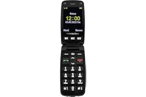 Téléphone portable à clapet pour séniors Primo by DORO 406 avec station de charge, Touche SOS noir