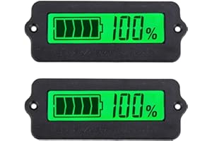 DollaTek 2Pcs Medidor de batería Verde Monitor de Capacidad de luz de Fondo DC 8-63V Indicador de batería Digital DC 12V 24V 36V 48V Indicador de batería de Iones de Litio y Plomo
