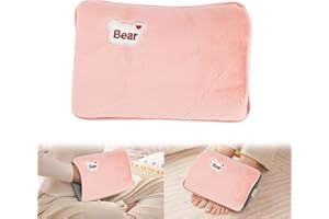 QEEROYO Borsa Acqua Calda Elettric, Borsa Acqua Calda Elettrica Con Morbida Fodera in Peluche Lunga Durata Risparmia Elettricità, per Acqua Calda, Spegnimento Automatico, Borsa Vuota, Rosa