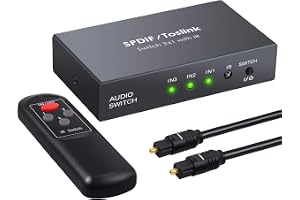 LiNKFOR 3x1 optisk digital ljudbrytare SPDIF Toslink-omkopplaren med infraröd fjärrkontroll stöder DTS Dolby-AC3 PCM2.0 - med
