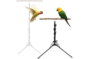 DNOIFNE Papageien-Sitzstange aus natürlichem Papageienholz, höhenverstellbarer Vogelständer für kleine bis mittelgroße Vögel, Innen- und Außenbereich