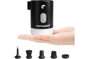 FLEXTAILGEAR Bomba de Aire eléctrica MAX Pump 2 Pro portátil 4.5 kPa con batería Recargable 3600 mAh, con inflador desinflador Ajustable Las linternas Camping se utilizan para flotadores Piscinas, colchones Aire