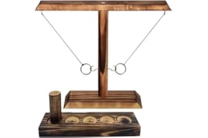 HONGECB Hook Toss Game, Échelle de Tir en Bois Faite à la Main, Crochet de Lancer et Jeu de Bataille D'anneau, Fait à La Main en Bois Jouet à Lancer D'Anneau, for Family Fun Party Game