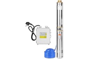 SUBTLETY Tiefbrunnenpumpe 370W aus Edelstahl 4000l/h Brunnenpumpe max. Förderhöhe 34m Tauchpumpe mit Überhitzungsschutz Wasserpumpe Druck 3,4bar Pumpe für Wasser-Versorgung Entwässerung