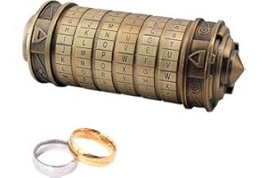 TOKENHIGH Da Vinci Code Mini Cryptex Lock, Small Cryptex, Money Puzzle Box Lock Ring Holder, for Anniversary Valentine's Day Mysterious Birthday Gifts for Family and Friends (Bronze)