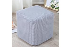uyeoco Copri Pouf Tondo Elasticizzato 40 x 40 Copertura Dell'Ottomano Spandex Quadrato Copri Poggiapiedi Moderna Fodera per Pouf Lavabile Morbido Copertura per Soggiorno Coprisgabello