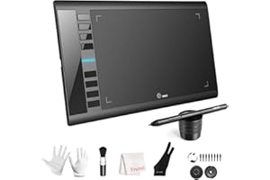 Graphics Drawing Tablet, UGEE M708 10 x 6 inch Large Drawing Tablet with 8 Hot Keys, Passive Stylus of 8192 Levels Pressure, UGEE M708 Graphic Tablet for Paint, Design, Art Creation Sketch
