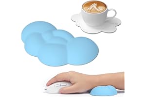 Attack Shark Cloud Maus-Handgelenkauflage mit Untersetzer, Ergonomisch, Maus-Handgelenkauflage mit Massagelöchern zur Schmerzlinderung, Handgelenkstütze für Maus, Niedliches Schreibtischzubehör – Blau