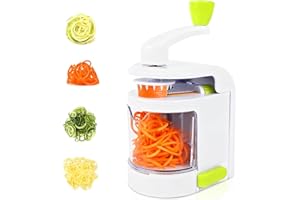 Euablfo Spiralizzatore di Verdure, 4 in 1 Affettatrice a Spirale, con Contenitore di Raccolta, Senza BPA, per Zucchine, Carote, Tagliatelle di Verdure, Cetrioli Patate, Cipolla