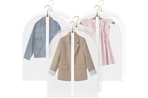 KOLLYKOLLA Housse Vetements à Suspendre Enfants 6 pièces, Housse de Rangement Vetement Courte, 60x80 cm, Transparente avec Zip, Anti Mites, Étanche à Humidité, pour Costumes, Vestes, Chemises, S