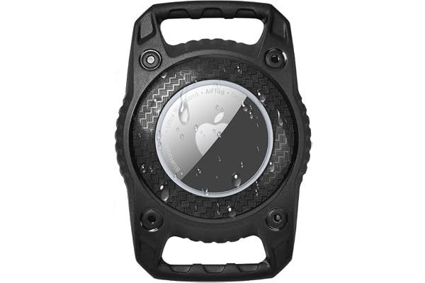 Ainiv Étui de Protection pour Airtag, Housse de Protection pour AirTags, Étui de Protection Portable GPS IPX7 Étanche Anti-Perte, Porte-clés pour Collier de Chien et Chat de Compagnie -Noir