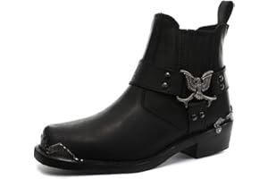 Grinders Nero Eagle Uomini Lo Cowboy Moto Pelle Occidentali Nuovi Stivali