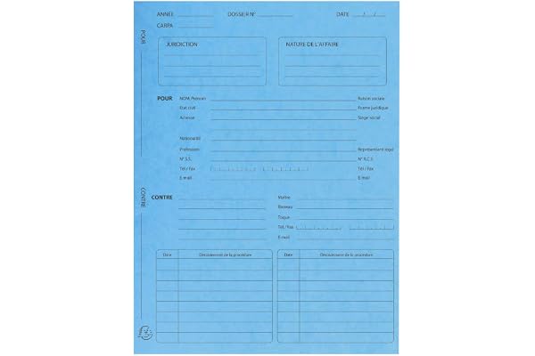 EXACOMPTA Pack 25 chemises Avocats Imprimées Procédure 25x32 cm 265g Bleu