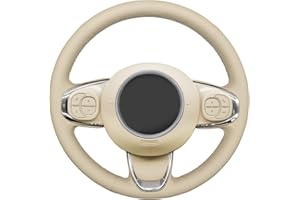 MEWANT Funda de Volante para Fiat 500 / 500C Cubierta de Volante Hecha De Cuero Sintético Cuero De Microfibra Coser a Mano