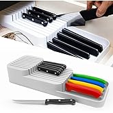 DecoBella Practical Knife Holder 2 Rows 14x39 Cm Knife Organizer White