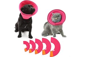 HanryDong Pink Dog Soft Elizabethan Collar, Cat Soft Recovery Cone, Adjustable Mesh E-Collar, Machine Washable, Easy Drink Eat Sleep, Anti-Bite/Lick Cat Dog (pink, pink size 5(12.59-14.17in×7.08in))