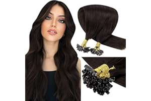 LaaVoo Extension Cheveux Naturel Keratine ou Chaude Marron Extension Cheveux Naturel a la Keratine a Chaud 50 cm Extension Keratine Remy Hair #2 50g